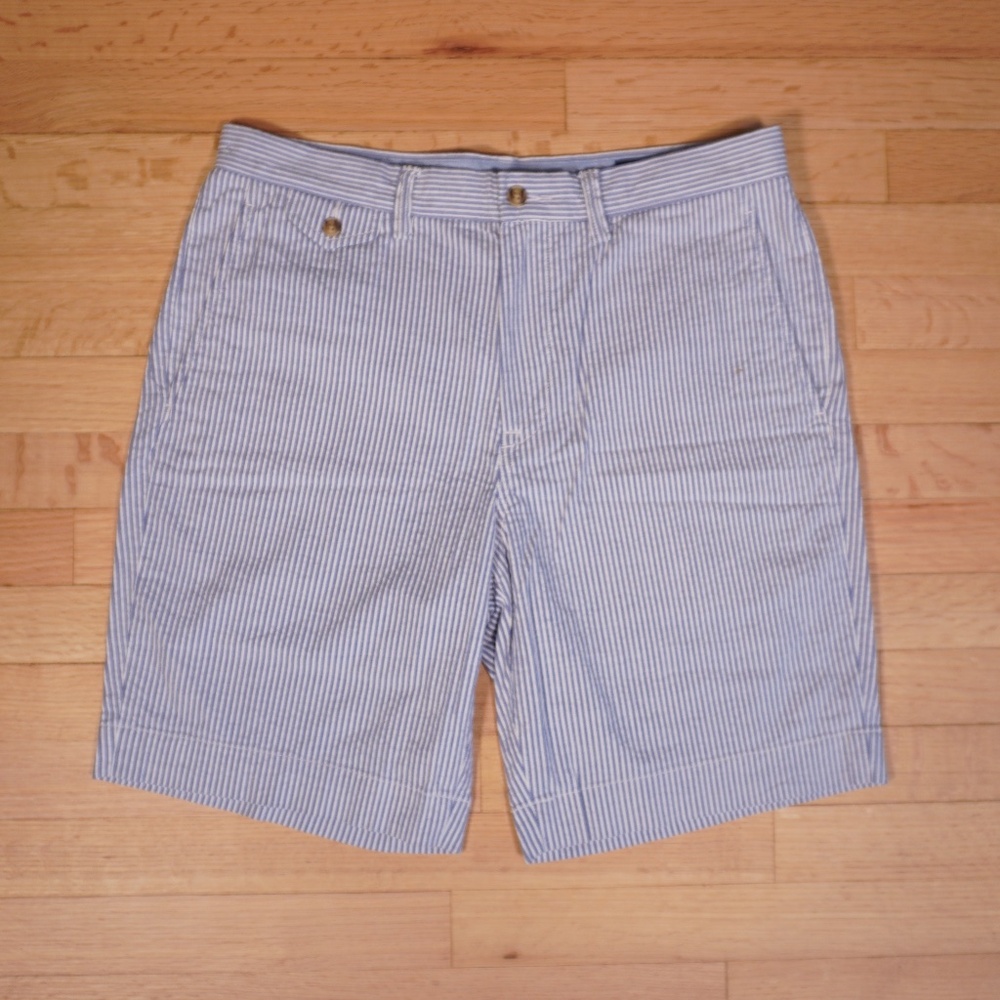 Polo Ralph Lauren Blue Seersucker Shorts Size 32 Cotton Elastane Brand New